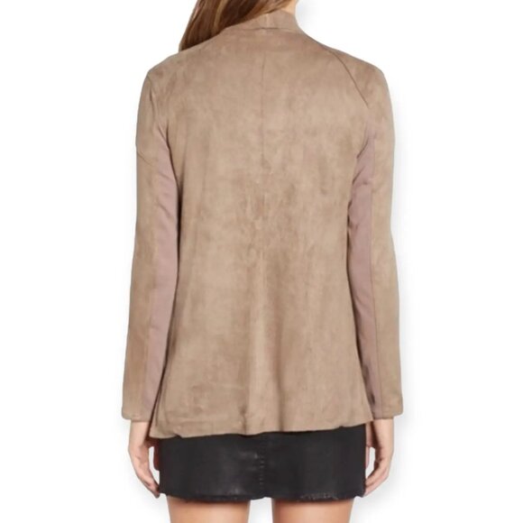 Blank NYC Cloud Nine Faux Suede Drape Front Jacket Cardigan Tan Like-New - M - Picture 3 of 12